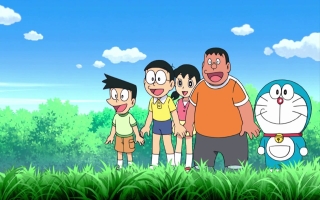 Nobita en Doraemon zijn terechtgekomen in een onbekende verwoeste planeet.